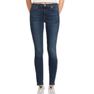 7 For All Mankind Skinny Jeans Waist Blue Zip Mid Rise Stretch Womens 29x30 NWT